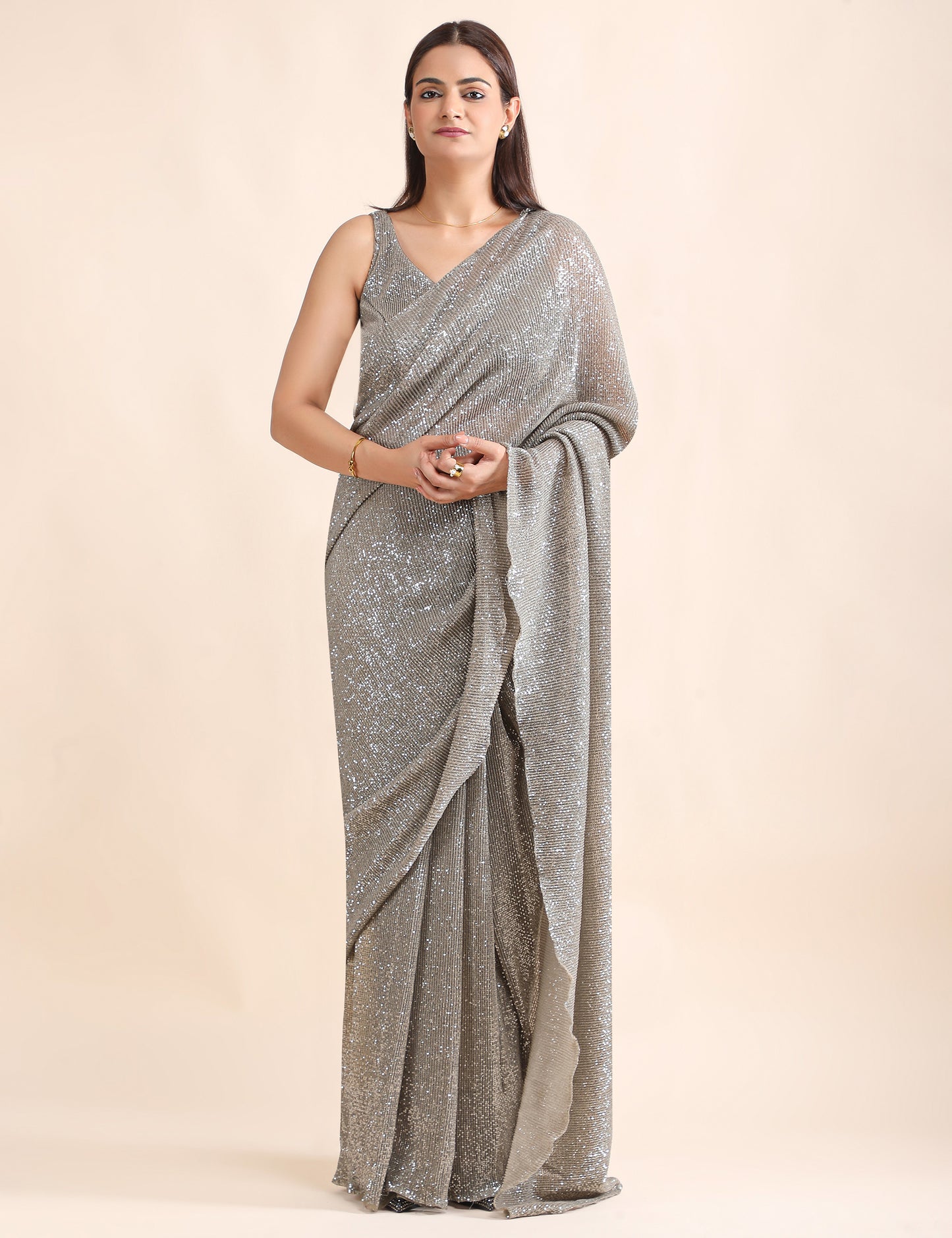 Liquid Stardust Saree With Blouse