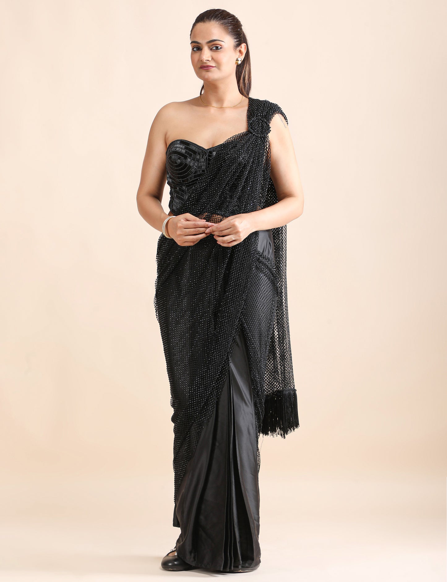 Noir Siren Corset Pre-Draped Saree