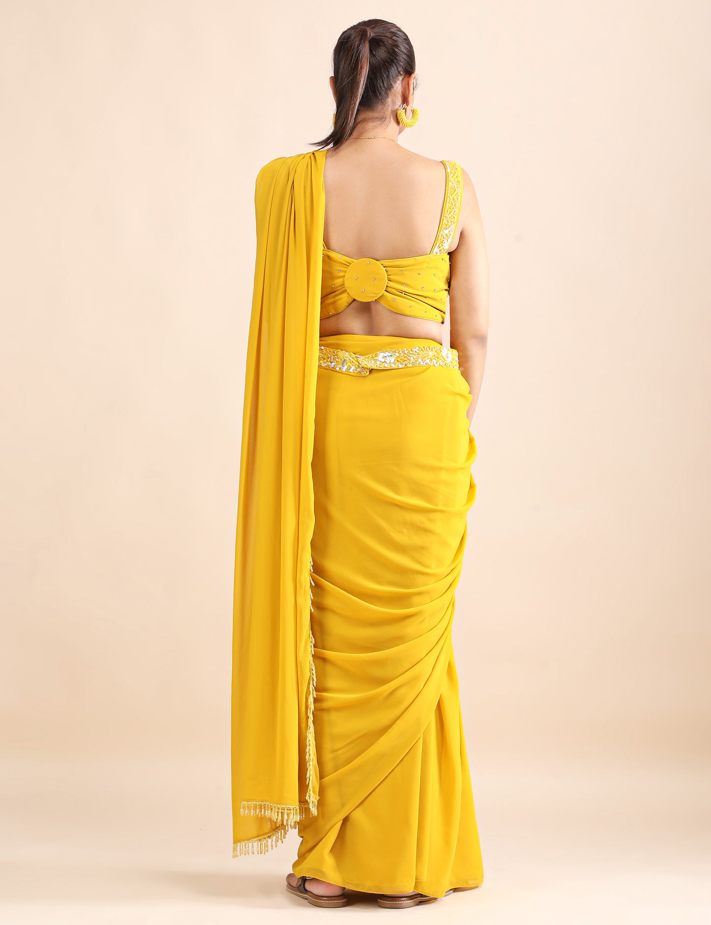 Golden Hour Glow Pre-Draped Saree with Blouse