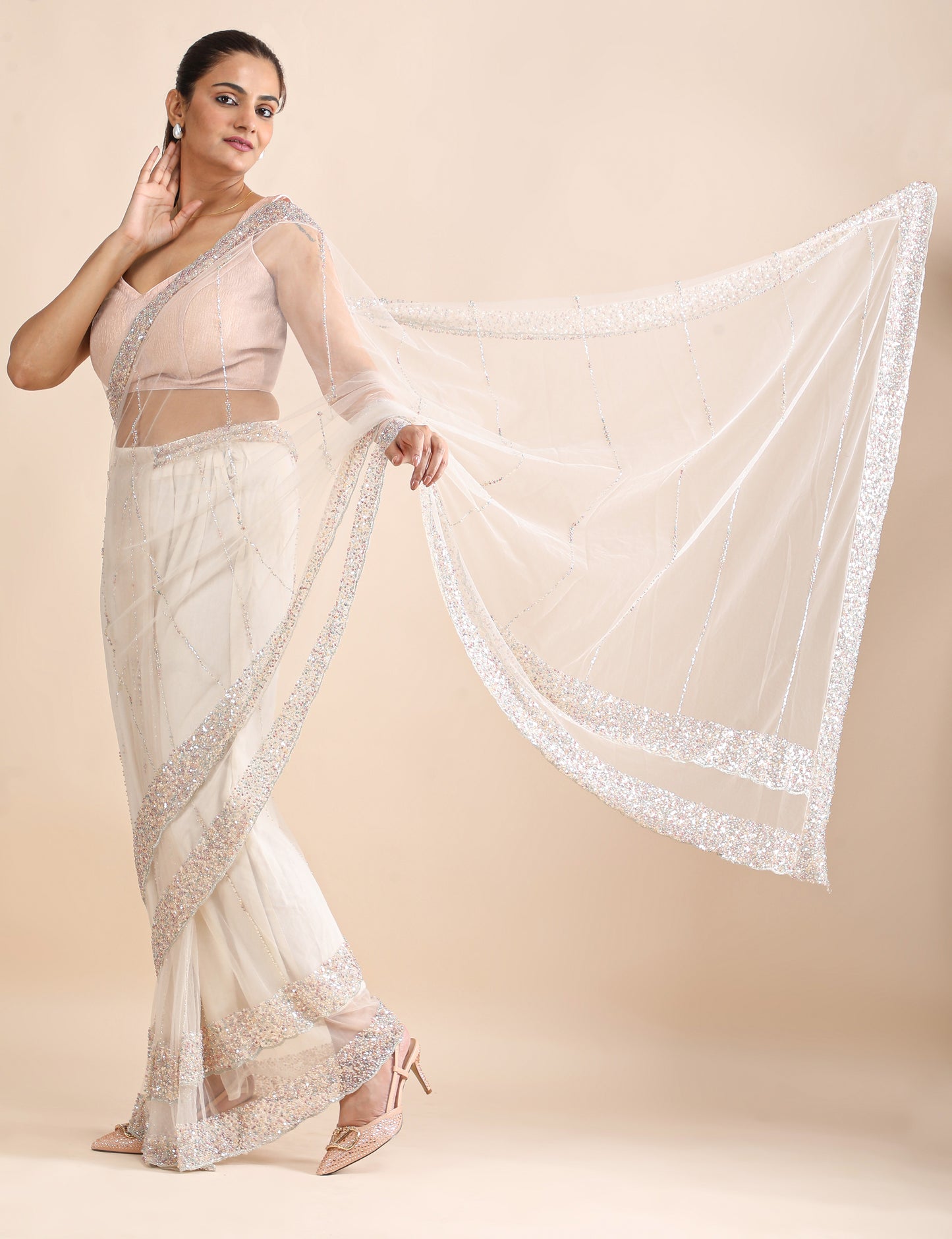 Celestial Dream Pre-Draped Saree with Blouse