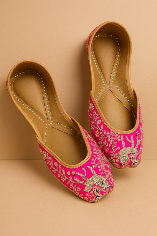 Embroidered Pink Designer Juttis for Women – Handcrafted Ethnic Footwear with Motif (Copy)