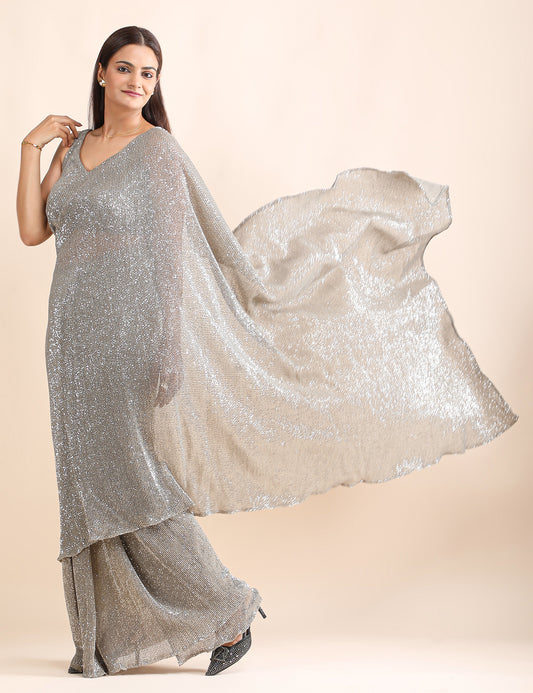 Liquid Stardust Saree With Blouse
